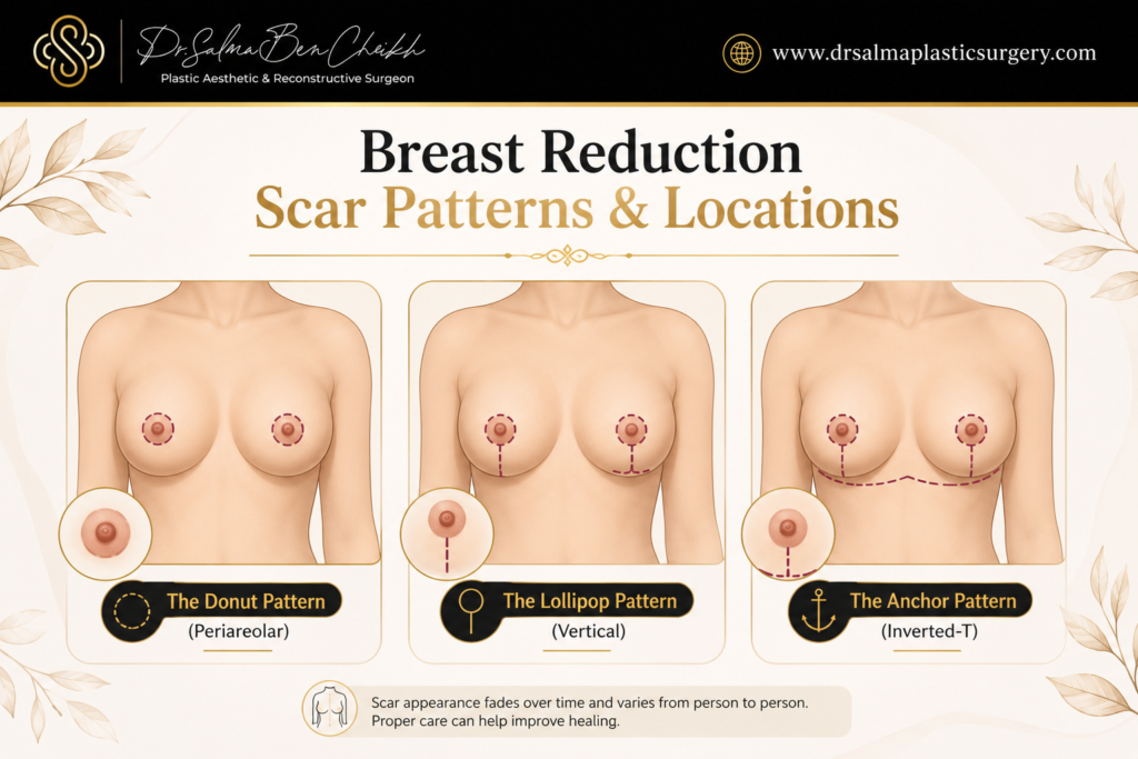 common breast reduction scar patterns