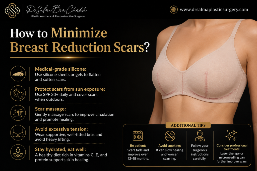 how to minimize breas reduction scars